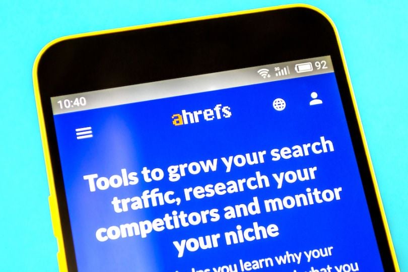 Ahrefs on mobile phone screen